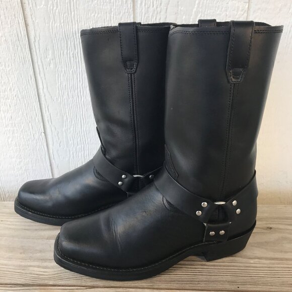 Dingo Dean Mens Black Leather Motorcycle Biker Harness Riding Boots 13 D DI19057 - Picture 1 of 13